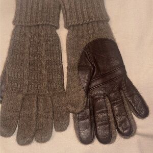 Aris unisex Brown Knit and Leather palms gloves